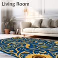 thumbnail image 2 of ODIKA 5'x7' Machine Washable Non-Slip Area Rug, Art Nouveau Bloom with Swirling Petal Motifs High Traffic Rug with Pad, Blue, 730979, 2 of 8