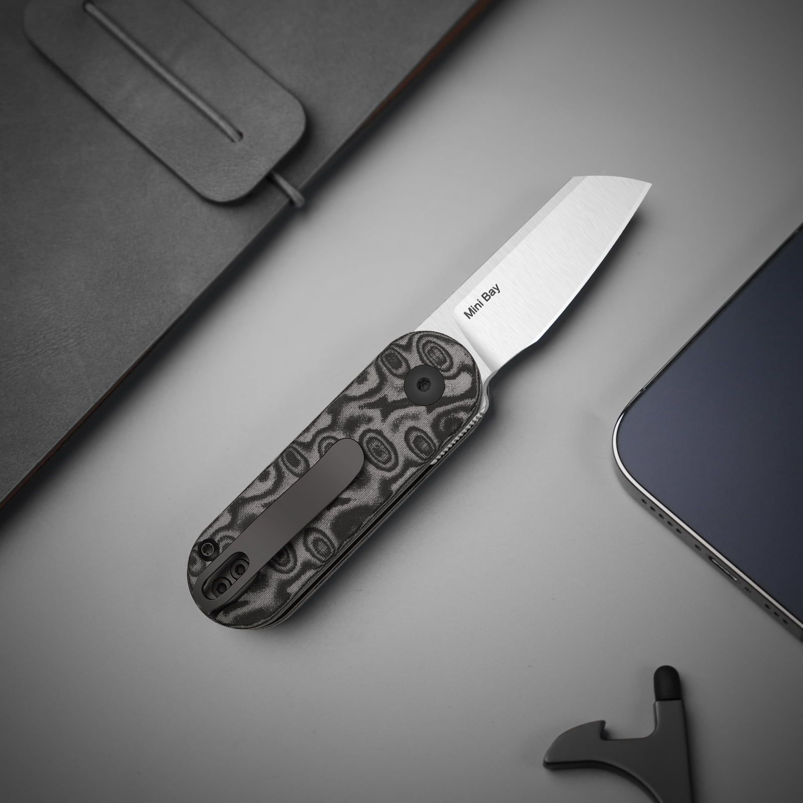 Kizer Mini Bay EDC Folding Pocket Knife 14C28N Blade Vortex Pattern Micarta Handle V2583A6