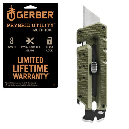 Gerber Gear Prybrid Utility, Multi-Tool, Pocket Knife with Prybar, Sage