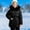 Black, variant on Zpanxa Girls Hooded Drawstring Waist Long Puffer Jacket Kids Loose Bubble Warm Winter Coat with Big Cargo PocketsPink 7-8Years