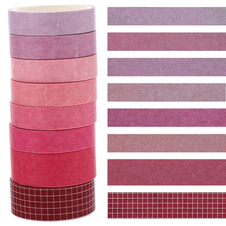 Masteelf  8 Rolls Solid Color Washi Tape Simple Style Self-adhesive