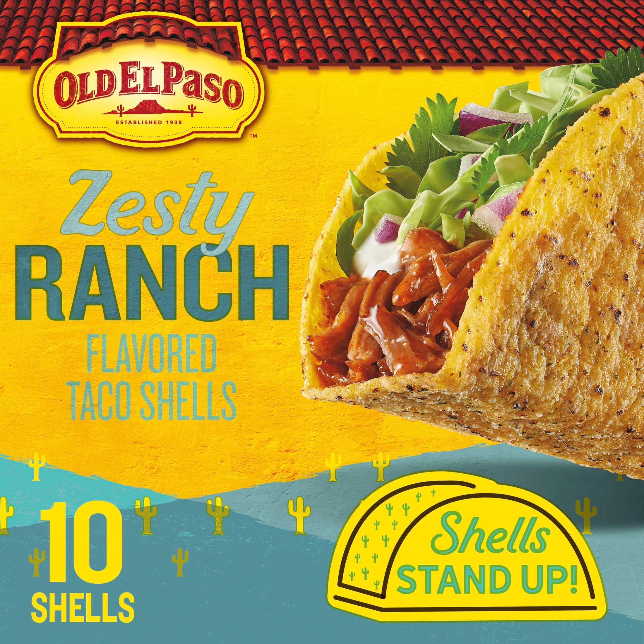 (6 pack) Old El Paso Stand 'N Stuff Crunchy Taco Shells, Zesty Ranch, Gluten Free, 10 Count, 5.4 oz