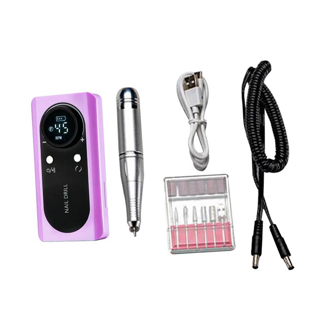 Taladro eléctrico para uñas jinwen Taladro profesional para uñas portátil con pantalla compacta Violeta