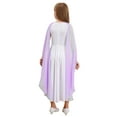 thumbnail image 4 of Moggemol Robe Trapèze en Mousseline à Manches Courtes Cape Princesse pour Filles Enfants Thème Fête Robe de Bal Lavande 14, 4 of 7