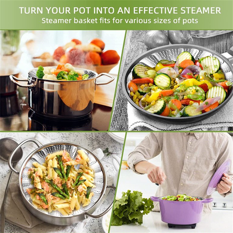  Lot-of-2-Stainless-Steel-Folding-Steamer-Steam-Vegetable-Basket-Mesh-Expandable:  Home & Kitchen