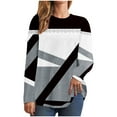 thumbnail image 1 of FAIWAD Women's Long Sleeve Tunic Tops Round Neck Color Block Plus Size Comfy Pullover Tops, 1 of 5