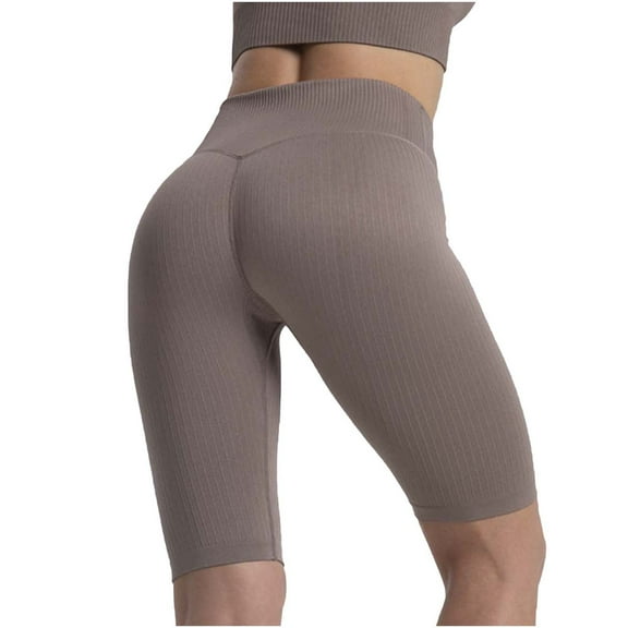 Women's High Waist Biker Shorts Soft Ribbed Stretch Summer Workout Gym Athletic Running Yoga Shorts