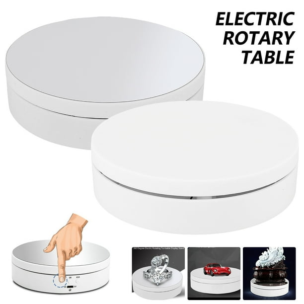 GUSTVE White Electric Motorized Rotating Turntable Display Stand