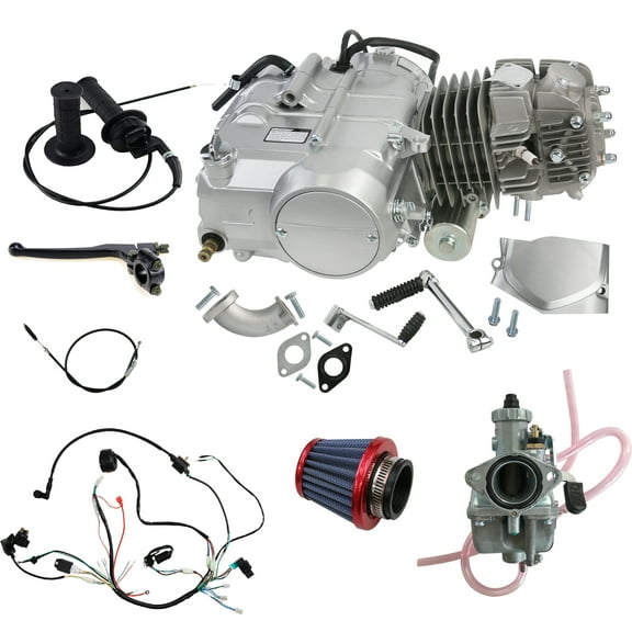 140cc Pit Bike Engine Motor Kit 4 Speed Manual Clutch Electric Start with Carburetor , Wiring For Dirt Pit Bike CRF50 CRF70 XR50 XR70 Z50 Z50R CT70 CT90 CT110 ATC70 Apollo RFZ 125 Coolster