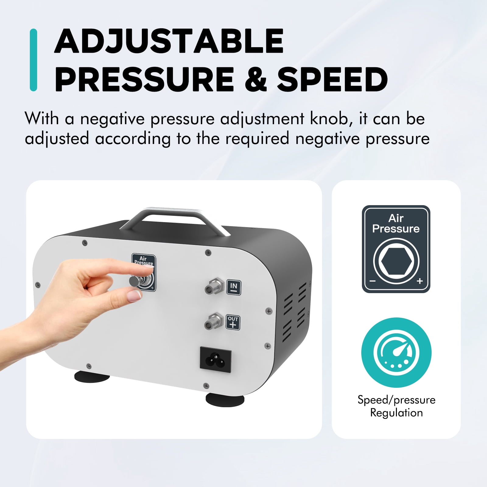LAB FISH 30L/min Oil-Free Diaphragm Vacuum Pump with Pressure Gauge, Dual Use for Vacuum & Blowing, Adjustable 0-0.085MPa, for Lab Filtration, Research, Industry