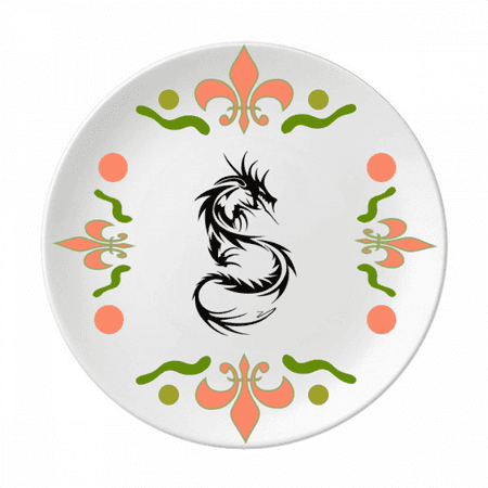 

Dragon Animal Art Grain Outline Flower Ceramics Plate Tableware Dinner Dish