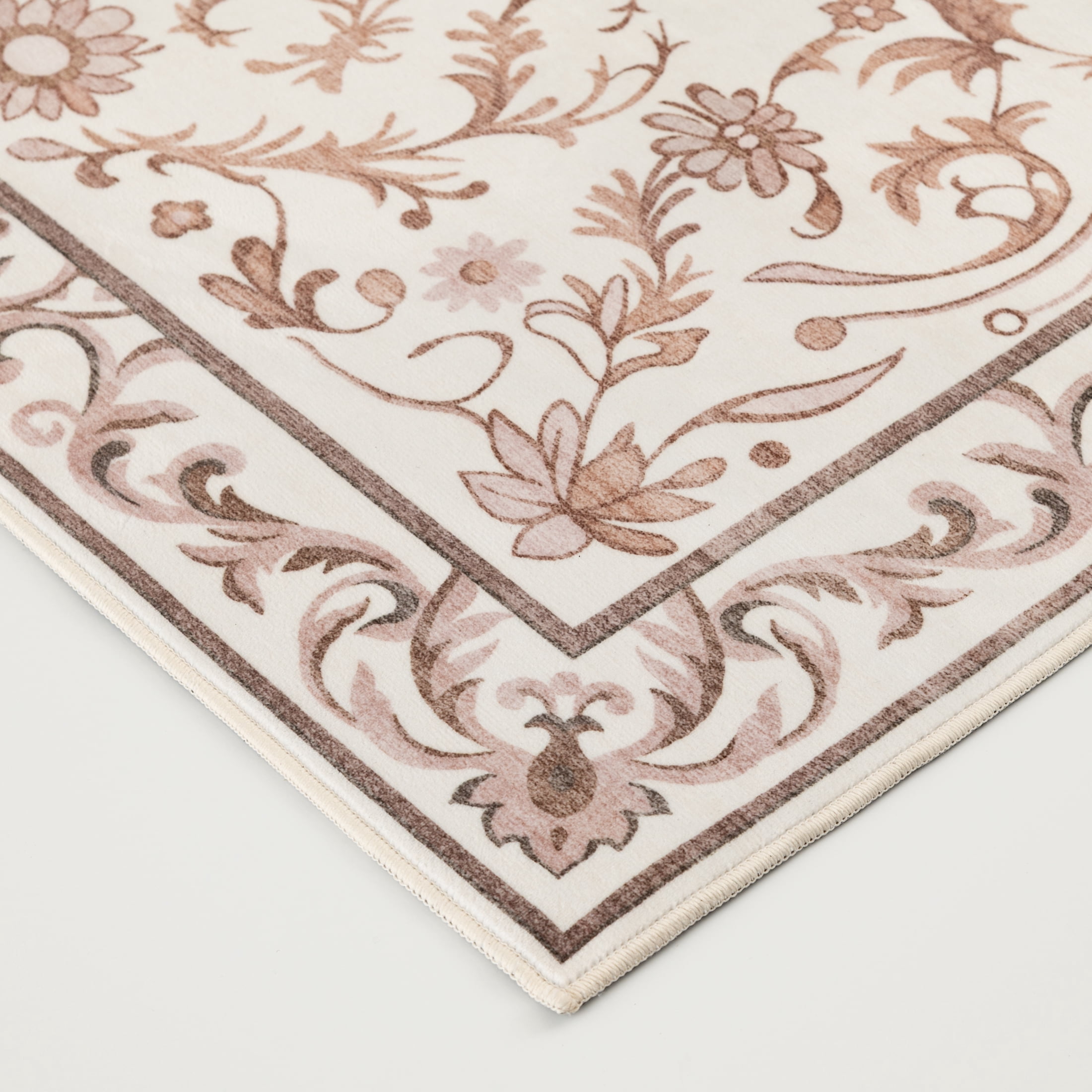 Mainstays Tan Floral Faux Fur Indoor Area Rug, 4 ft x 5 ft 6 in