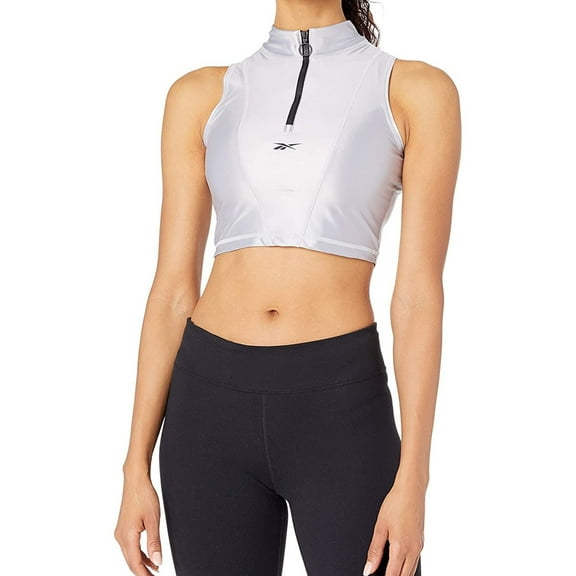 Reebok Womens Zip Tank Top, Grey, Plus Size, 1X/16W