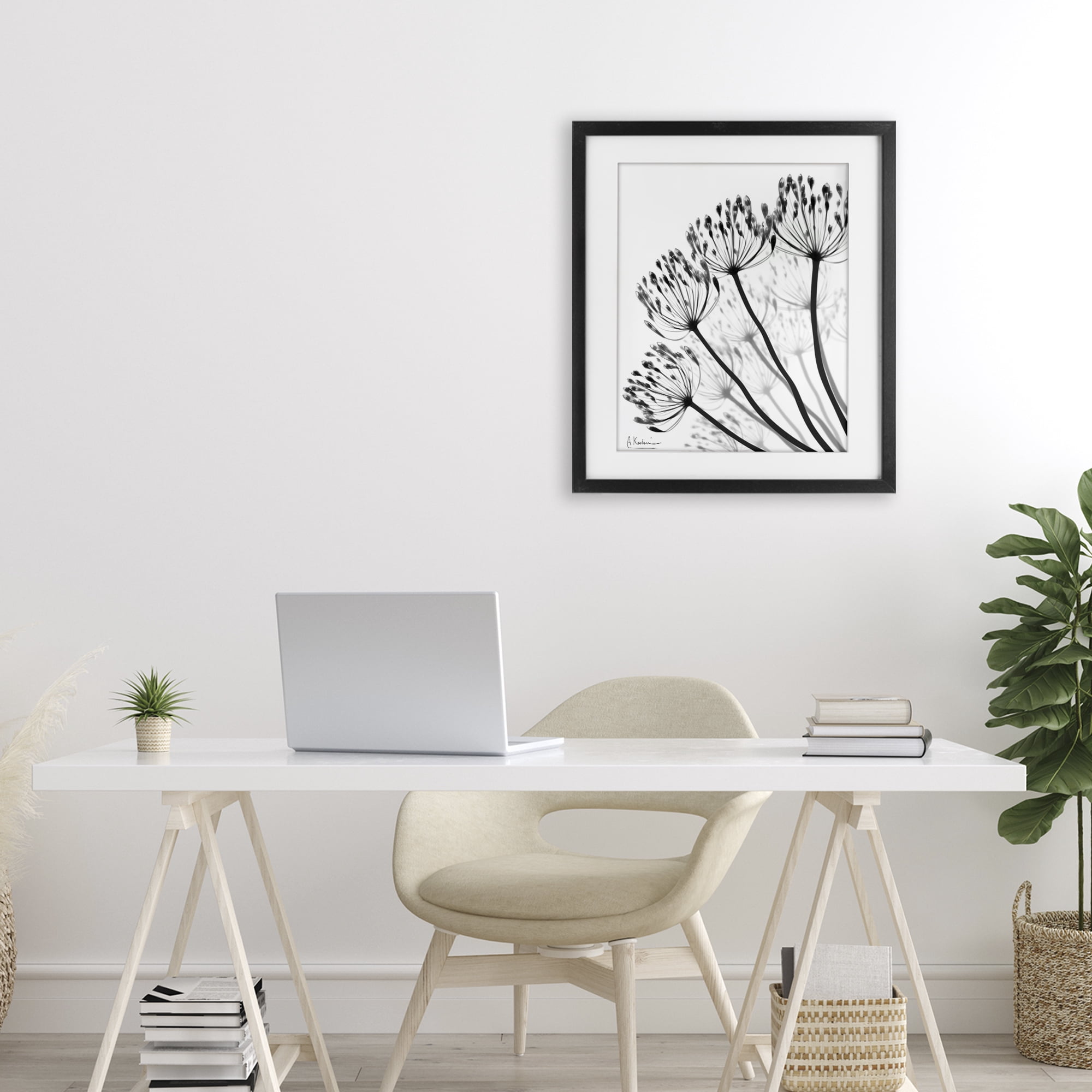 Stupell Industries Floral Fan Dandelions Black Framed Print Under Glass, design by Albert Koetsier