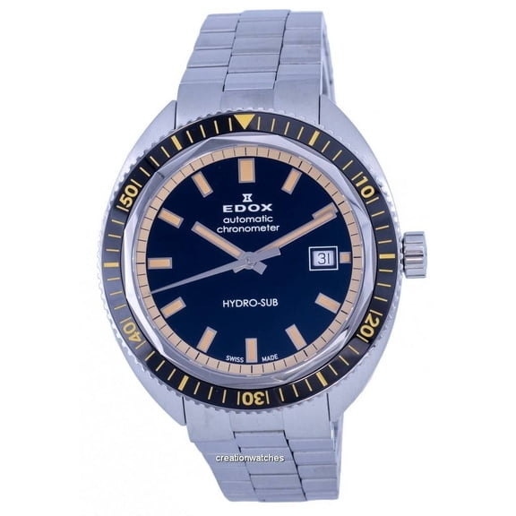 Edox Hydro-Sub Divers Stainless Steel Black Dial Automatic Mens Wristwatch 801283NBMNIB