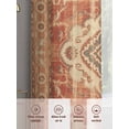 thumbnail image 6 of Sheer Curtains 54 Inches Long 2 Panels, Vintage Ethnic Tribal Floral Rod Pocket Curtain Voile Draperies, Traditional Oriental Orange Light Filtering Window Treatment for Living Room Kitchen Bedroom, 6 of 8