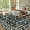 thumbnail image 3 of UERMEI 10'x12' Large Area Rugs for Living Room, Indoor Washable Rug, Floral Area Rugs for Bedroom Home Office Decor Dining Room Carpets, Non Slip Low Pile, Black/Green/Brown, 3 of 7