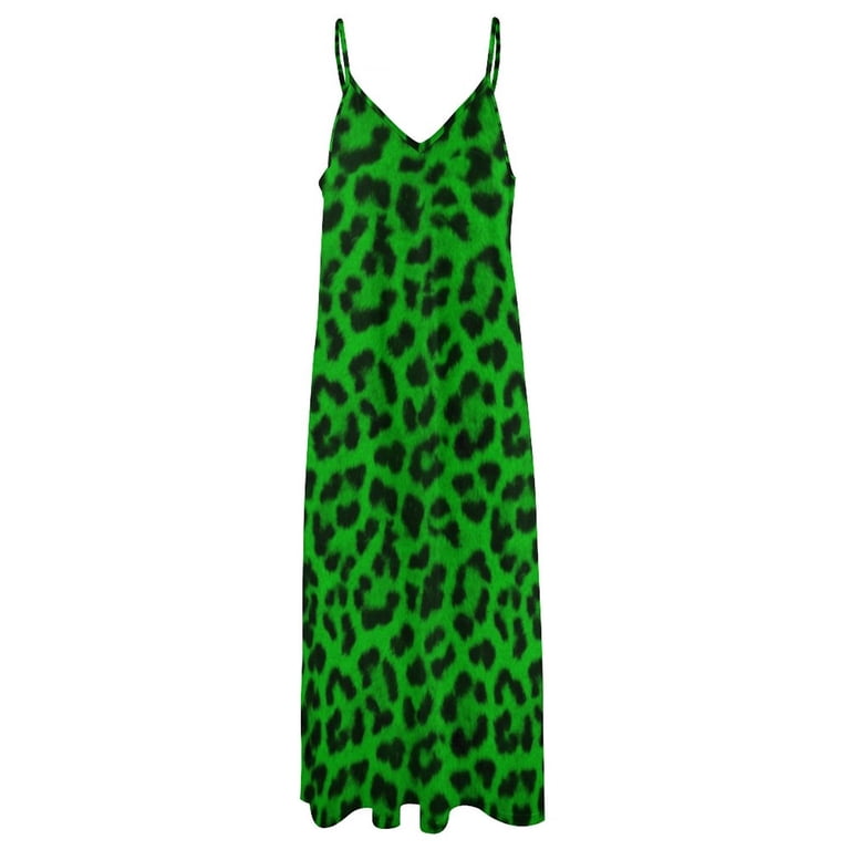 Lime Leopard Print Sleeveless Dress Women's evening dress long dress women african  dresses for woman summer for women - Walmart.com