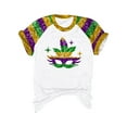 thumbnail image 4 of BOOMILK Mardi Gras Shirts for Women Plus Size Letter Print Graphic Tees Crew Neck Short Sleeve Summer Top, 4 of 4