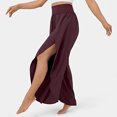 thumbnail image 4 of ICHUANYI ClearanceWomen Fashion Irregular Color High Waisted Vent Waist Retraction Appear Thin Pants(Wine, L) ICHUANYI WER20232080506157, 4 of 8
