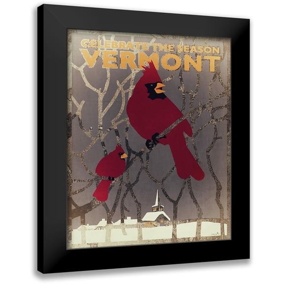 Sophie 6 12x14 Black Modern Framed Museum Art Print Titled - Vermont Cardinal
