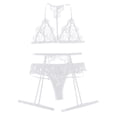 thumbnail image 4 of Gibobby Conjunto ropa interior mujer Lencería para mujer con encaje frontal abierto, ropa de dormir halter Nighty(Blanco, M), 4 of 5