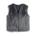 thumbnail image 6 of larppty Women's Faux Fur Waistcoat Vest Fuzzy Sleeveless Open Front Outwear Winter Warm Fluzzy Vest Jacket Coat (Grey, XL), 6 of 6