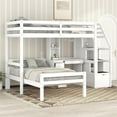 thumbnail image 2 of MODERNLUXE Wood Twin Size Bunk Bed with Platform Bed and Desk, Storage Staircase, Drawers and Shelves, White, 2 of 16