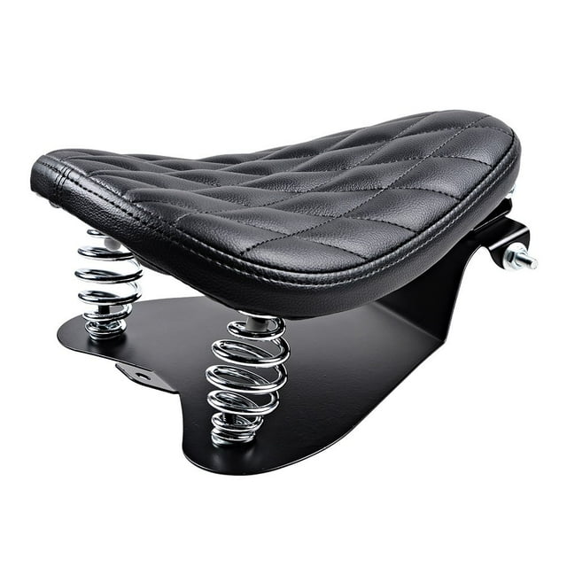 Motorcycle 3" Synthetic Leather Diamond Solo Seat w/ Springs + Sliding T-Bar + Swivel Bracket Mounting Kit