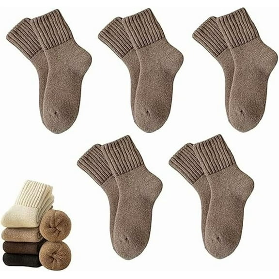 Kesuv Fall Socks, Kesuv 5 Pairs Women's Solid Mid-calf Socks, Cozy Sweater Sock, for Fall Winter(5 Pairs* A)