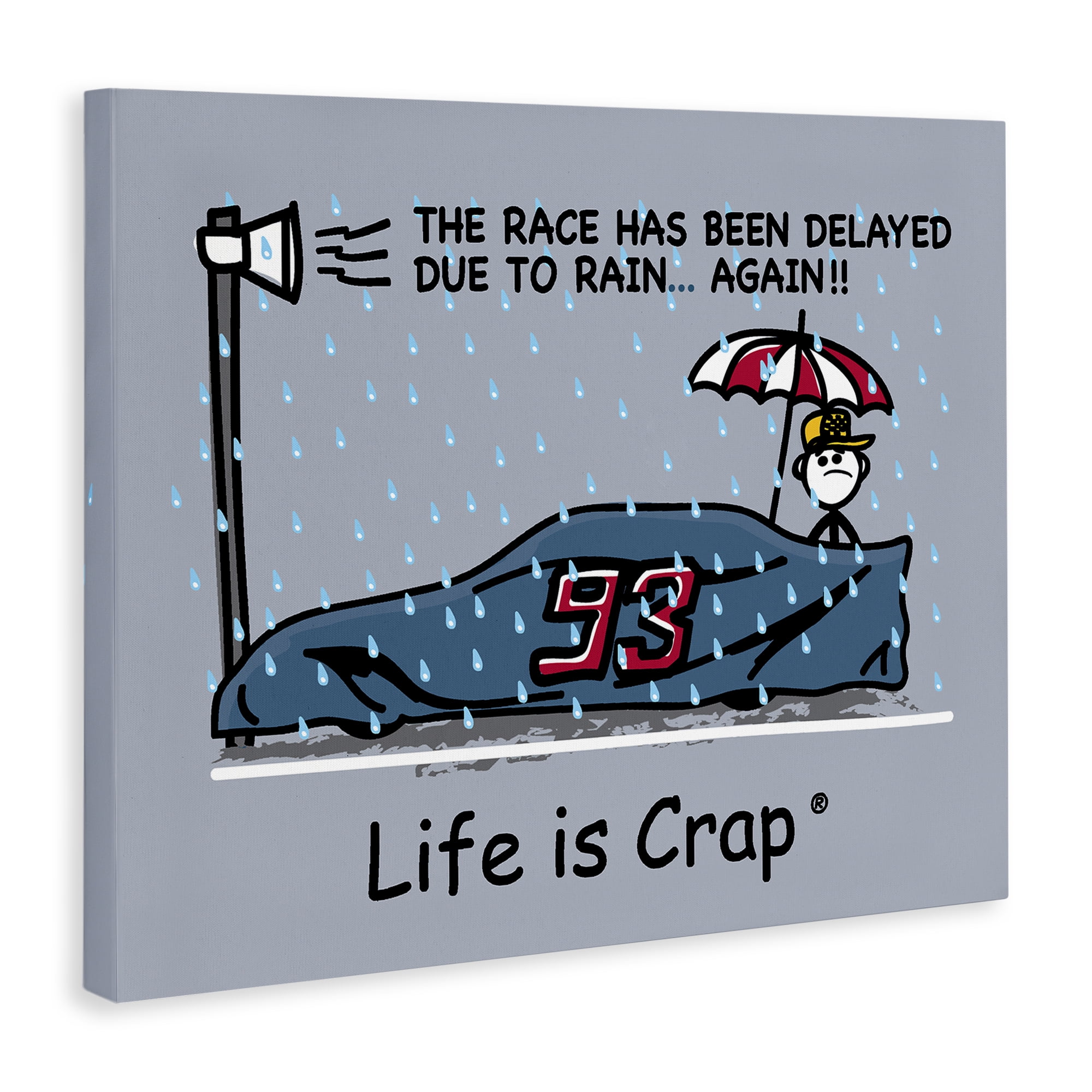 Stupell Industries Rain Delayed Race Novelty & Humor Painting Wrapped Canvas Art Print Wall Art, 20 x 16
