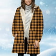 thumbnail image 7 of Plaid Hooded Jackets for Womens Sherpa Fleece Lined Long Jacket Winter Plush Thermal Long Sleeve Zipper Active Coats, 7 of 7