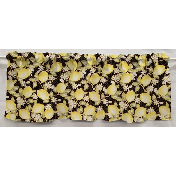 Lemon Blossoms Curtain Panels by Penny's Needful Things (Set of 2) 63 Inch Long UNLINED