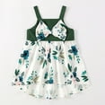 thumbnail image 5 of FYMNSI Mommy and Me Summer Casual Boho Dresses Floral A-Line Ruffled Sleeveless Sundress Family Matching Outfits Flowy Beach Hawaiian Dress Green (Baby Girl6-9M), 5 of 10