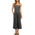 thumbnail image 2 of Txlixc Mono de verano para mujer Tirantes finos ajustables Cintura alta Pierna ancha Mono recortado Mamelucos con bolsillos Txlixc  Estilo de ocio, 2 of 5