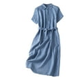 thumbnail image 2 of Robe à Manches Longues Femme Col Montant Brodé Coton et Robe Femme Littérature Rétro Fluide Longue Robe Été Longue Robe pour Femme Longue Robe Été pour Femme, 2 of 6