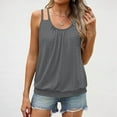 thumbnail image 2 of Summer Fashion Shirts for Womens 2025 Oversize Casual Sleeveless Solid Color Ladies V-Neck Top Blouse, 2 of 6