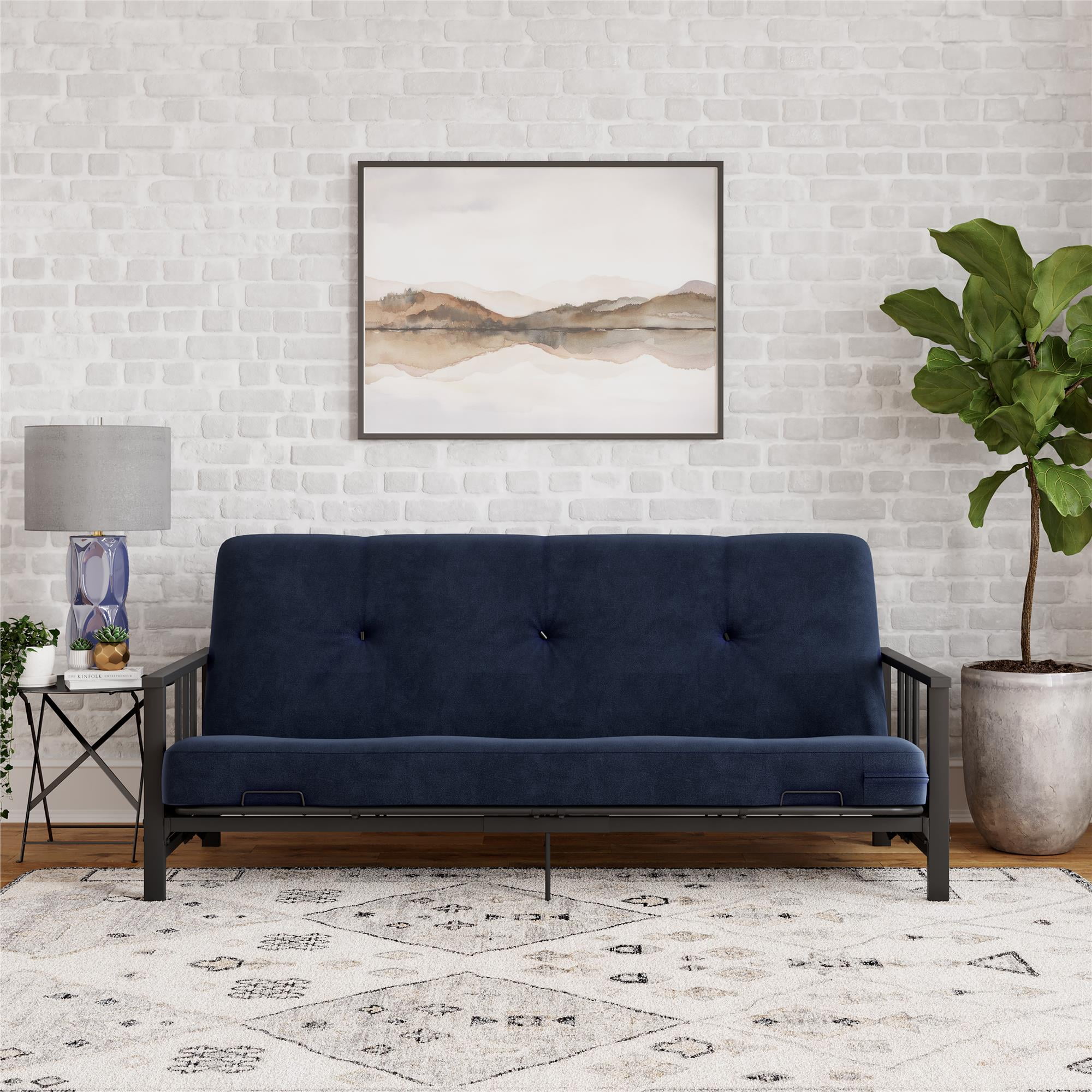 DHP Harlow Full Metal Arm Futon with 6” Thermobonded High Density