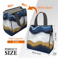 thumbnail image 3 of Blue and Gold Marble Pattern Insulated Lunch Bag for Women Men, Large Portable Soft Cooler Tote, Thermal Food Storage Bag with Pearl Cotton, 8.66L, 8.75"x5.75"x9.5", 3 of 6