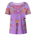 thumbnail image 4 of Birdeem Blouses pour Femmes Style Ethnique Rétro Imprimé Manches Courtes Col Rond, 4 of 12