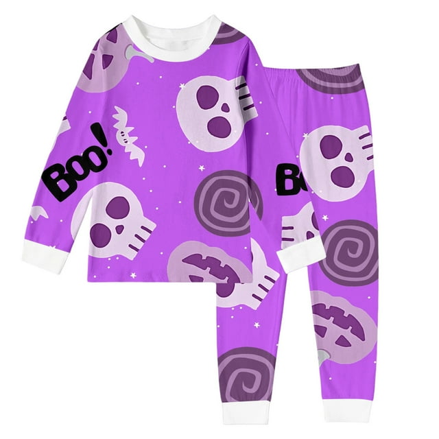 Ensemble de Pyjama d'Halloween pour Garçons à Manches Longues, Vêtement de Nuit avec Imprimé Bricolage, Tenue Confortable pour Enfants de 2 à 10 Ans