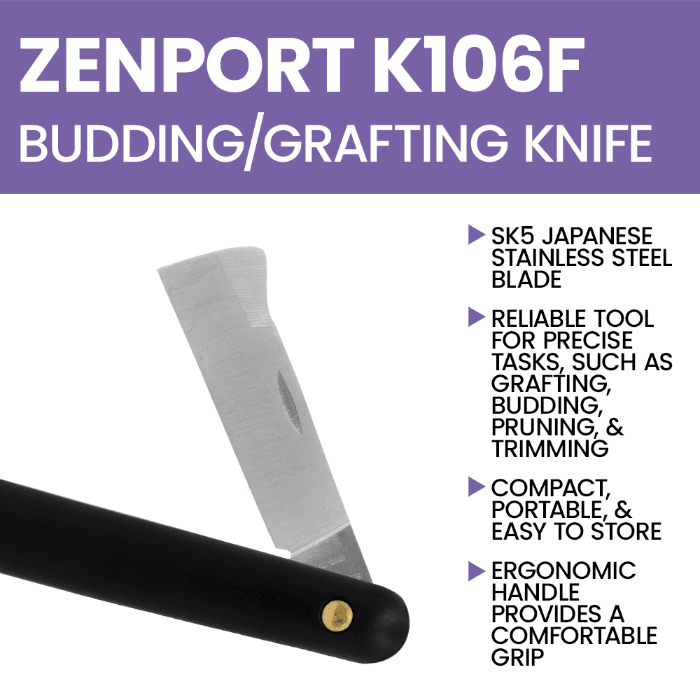 Zenport K106F Grafting and Budding Folding Knife, 2.25 Inch Stainless Steel Blade, Black - 10 Pack