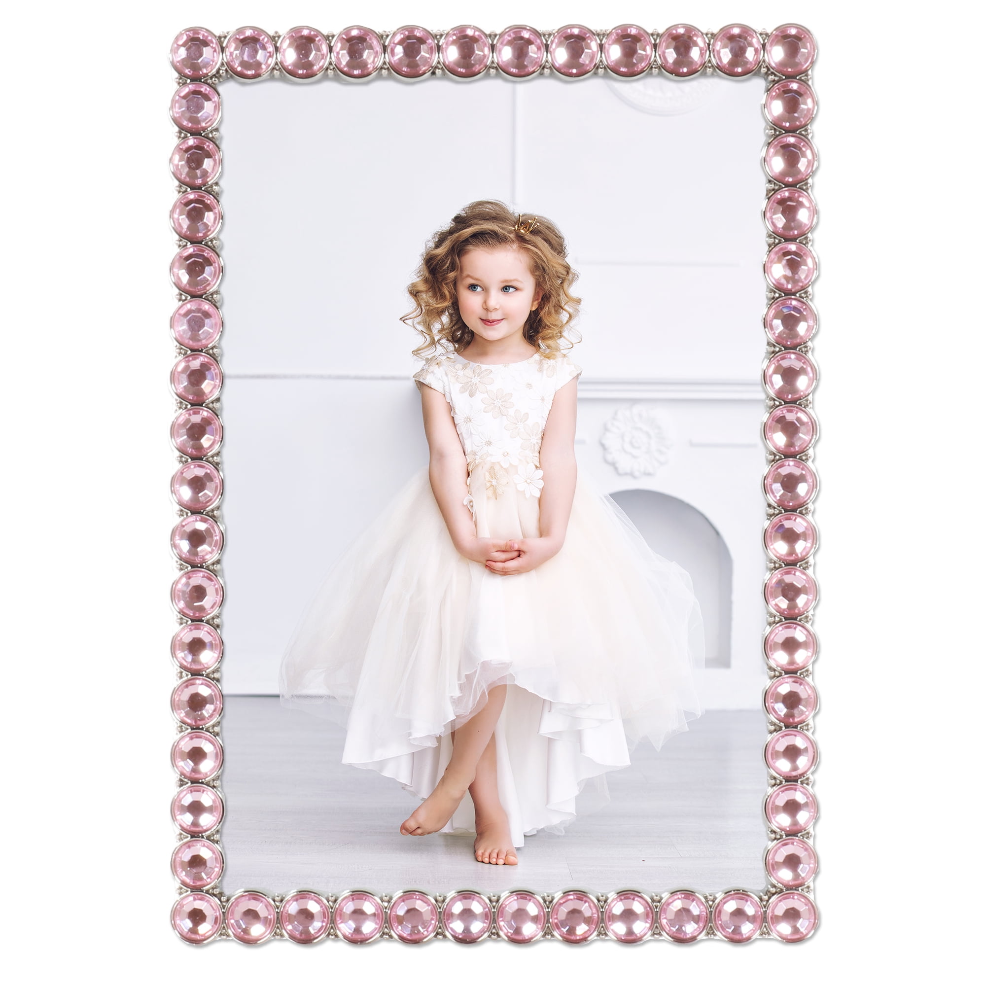 4x6 Silver Metal Sparkle Frame - Soft Pink