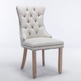 thumbnail image 3 of Smilegend Modern Tufted Solid Wood Contemporary Flax Upholstered Linen Dining Chair with Wood Legs Nailhead Trim 2-Pcs Set in Beige, 3 of 8