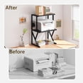 thumbnail image 2 of Desktop Printer Stand with 3 Tier Wood Storage Shelves,Under Desk Printer Table,Multi-Purpose Home Office Desk Organizer for Fax Machine, Scanner (Black), 2 of 9