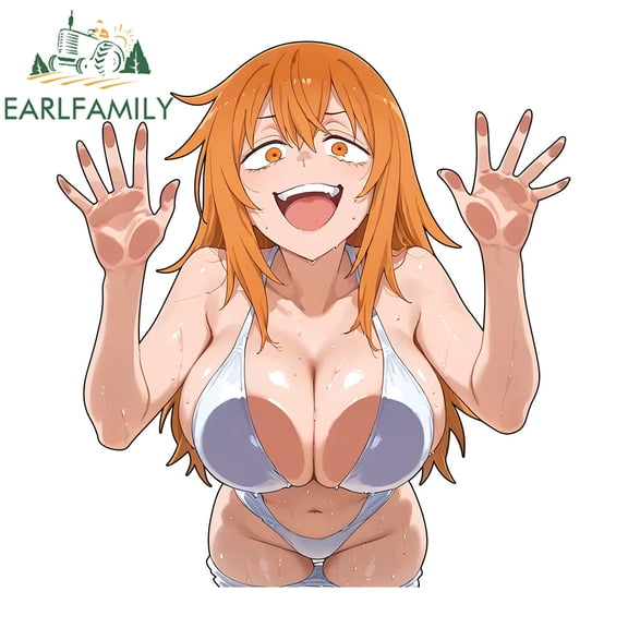 EARLFAMILY 5.1" Cute Gamo-chan Chest Against Glass Anime Car Sticker Vinyl Decal