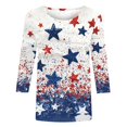 thumbnail image 4 of FAVIPT Women's Fourth of July Tops Casual Loose Summer 2025 Shirts 4th of July Stars and Stripes Print Tees 3/4 Sleeve Round Neck Shirts Multicolor,XXXL, 4 of 5