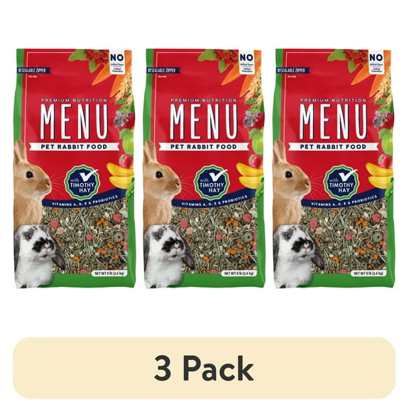 (3 pack) Vitakraft Menu Premium Rabbit Food 8 lb