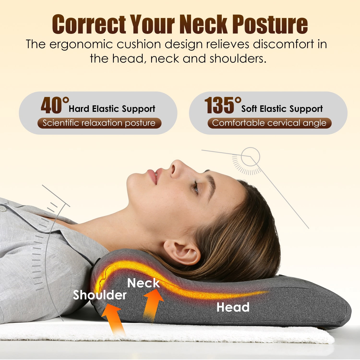 22In Heated Neck Massager Pillow 3Heat Settings 3Vibration Modes Memory Foam Support USB Plug In Auto Shut Off Eye Mask Home Office Travel Portable Dark Grey Soft Use Contoured Ergonomic Lightweight