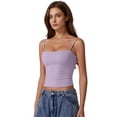 thumbnail image 2 of Camiseta sin mangas QINSEN para mujer con doble forro, básica, color morado, talla L, 2 of 3